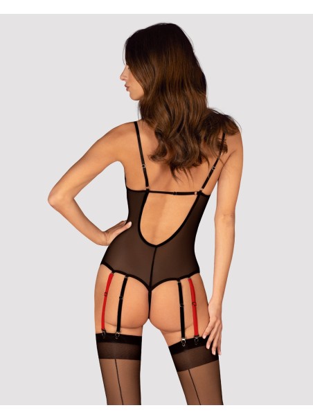 Obsessive Lingerie sexy body con reggicalze aperto al cavallo collezione Glandez