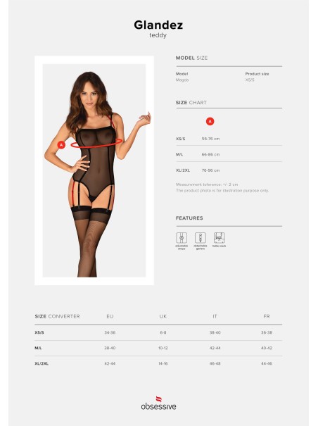 Obsessive Lingerie sexy body reggicalze in tulle trasparente Glandez