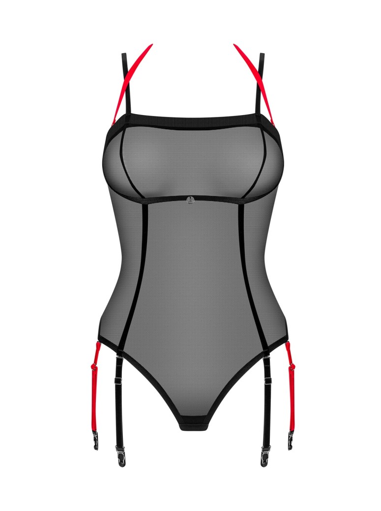 Obsessive Lingerie sexy body reggicalze in tulle trasparente Glandez