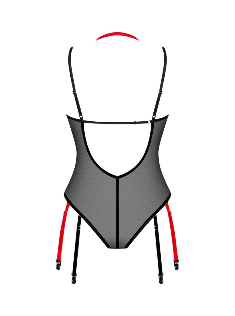 Obsessive Lingerie sexy body reggicalze in tulle trasparente Glandez