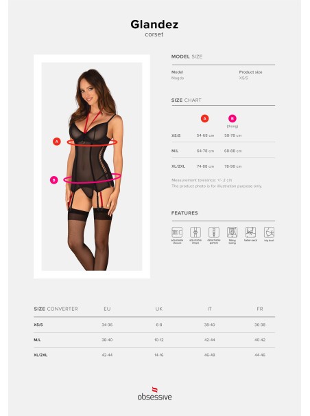 Obsessive Lingerie sexy corsetto con perizoma collezione Glandez