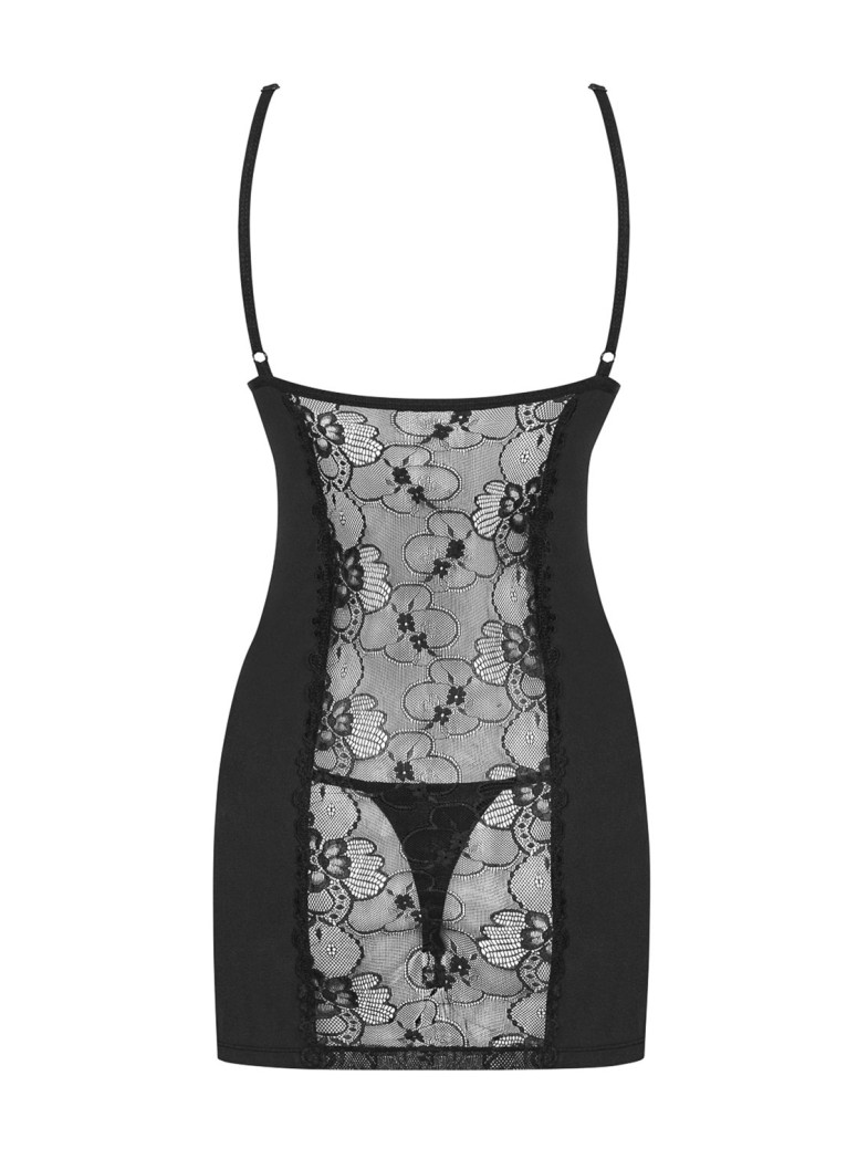 Obsessive Lingerie chemise con perizoma nera collezione Heartina