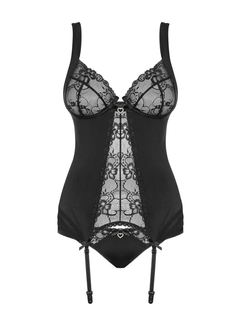 Obsessive Lingerie Heartina corsetto e perizoma nero