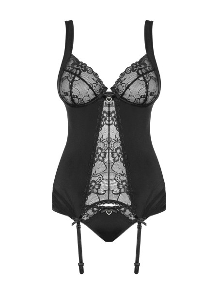 Obsessive Lingerie Heartina corsetto e perizoma nero Obsessive Lingerie Heartina corsetto e perizoma nero
