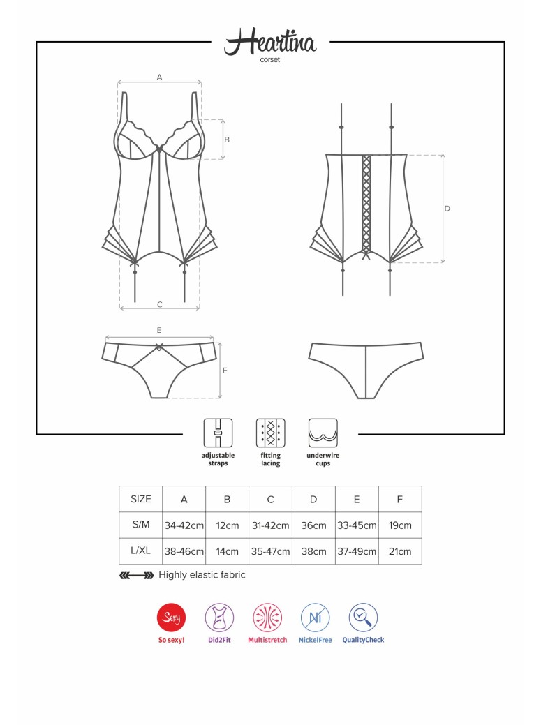 Obsessive Lingerie Heartina corsetto e perizoma nero