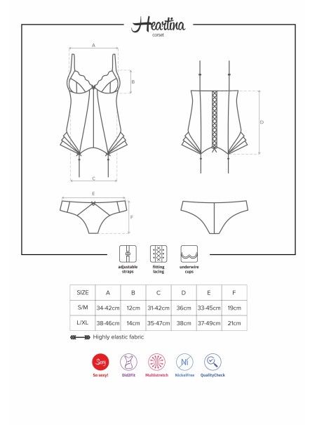 Obsessive Lingerie Heartina corsetto e perizoma nero Obsessive Lingerie Heartina corsetto e perizoma nero