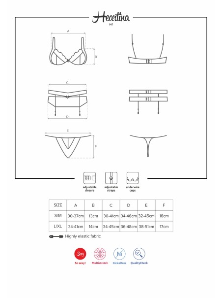 Obsessive Lingerie completo lingerie nera con reggicalze collezione Heartina