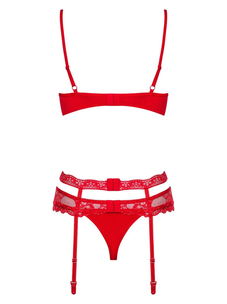 Obsessive completo lingerie rossa con reggicalze collezione Heartina