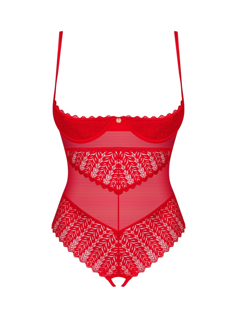 Obsessive sexy body rosso aperto sul seno e al cavallo Ingridia