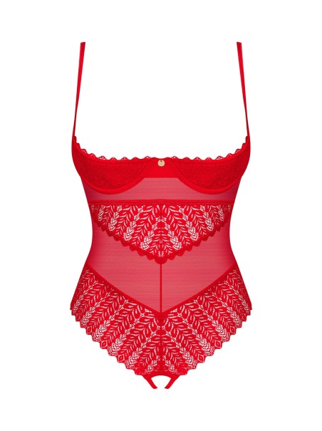 Obsessive sexy body rosso aperto sul seno e al cavallo Ingridia