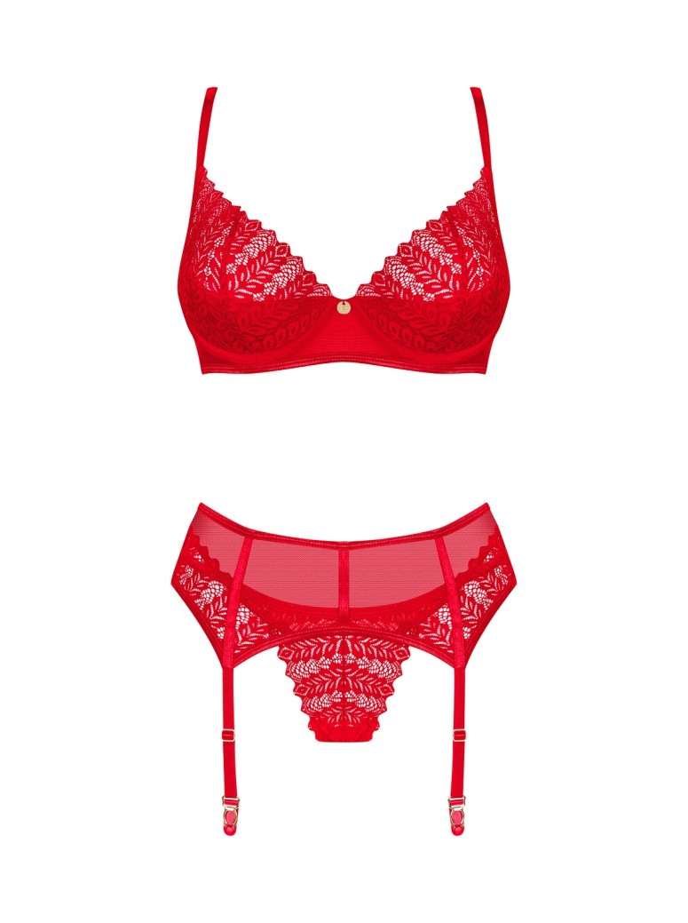 Obsessive Lingerie sexy completino intimo rosso con reggicalze Ingridia