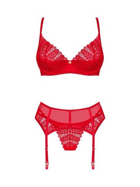 Obsessive Lingerie sexy completino intimo rosso con reggicalze Ingridia