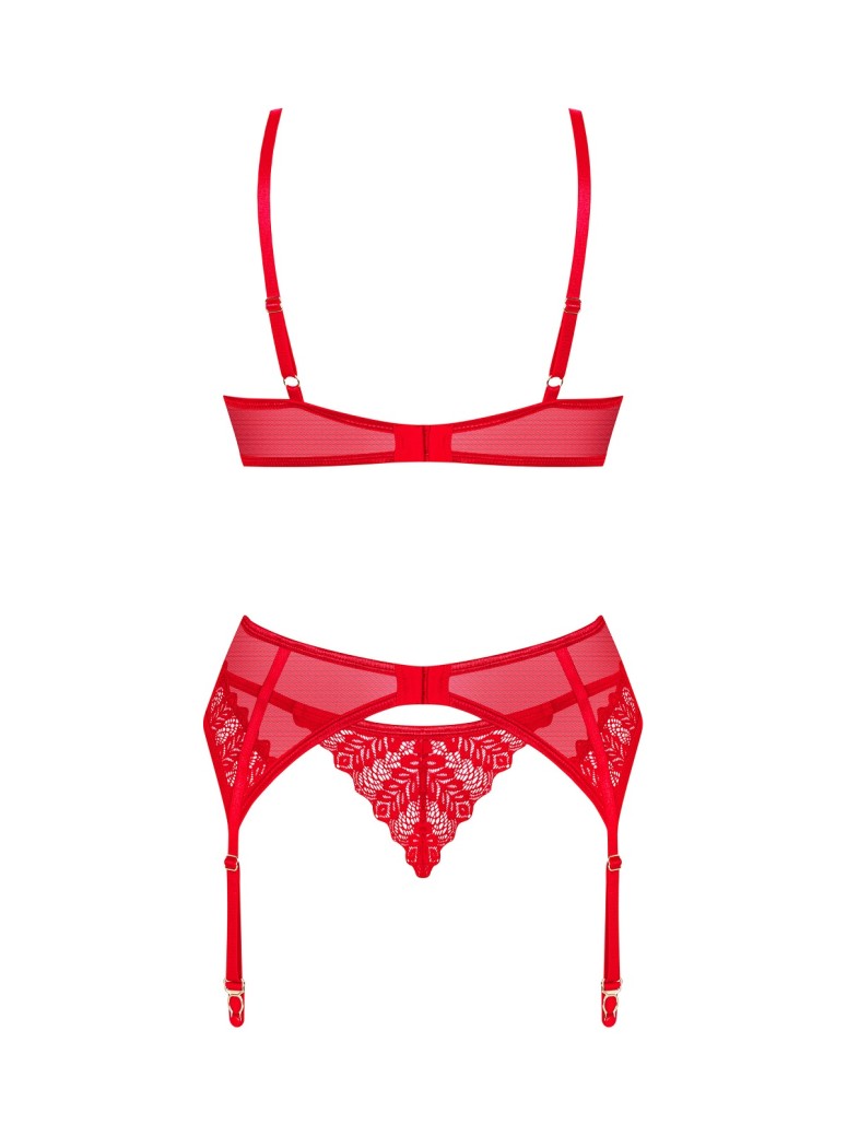 Obsessive Lingerie sexy completino intimo rosso con reggicalze Ingridia
