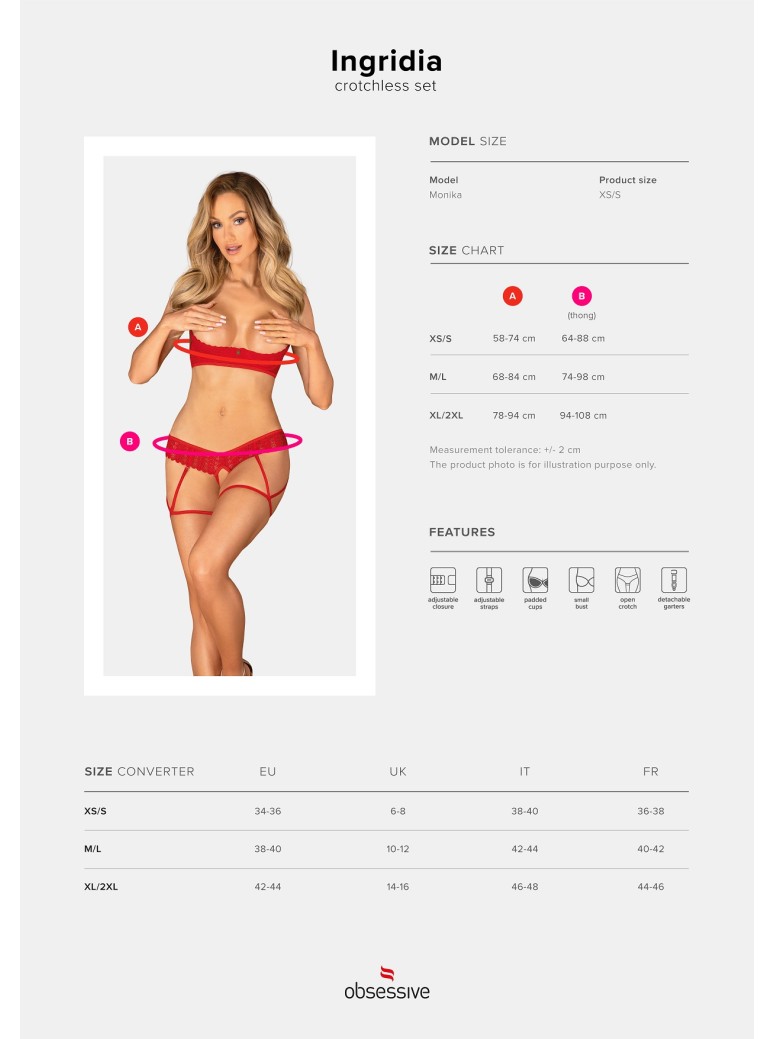 Obsessive Lingerie audace completino rosso aperto collezione Ingridia
