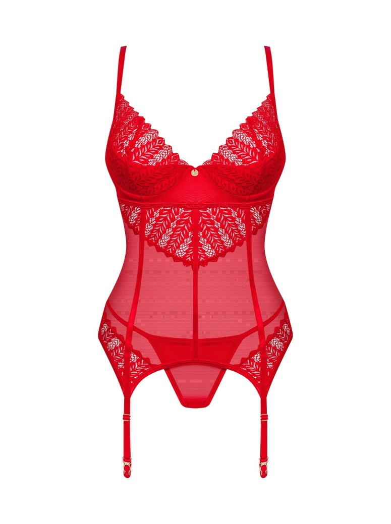 Obsessive Lingerie corsetto rosso con perizoma collezione Ingridia