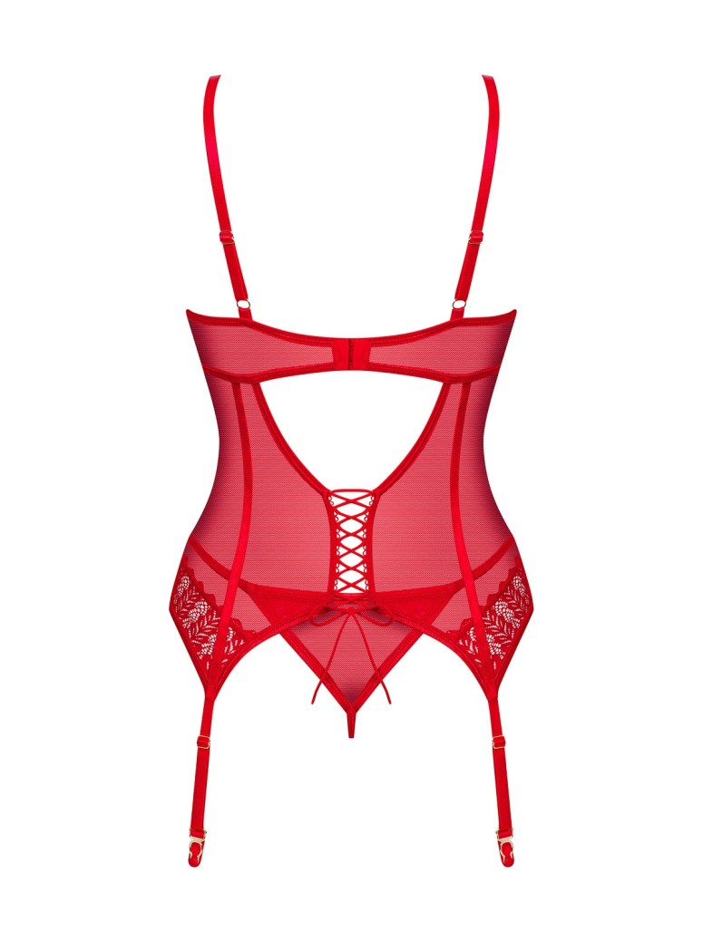 Obsessive Lingerie corsetto rosso con perizoma collezione Ingridia
