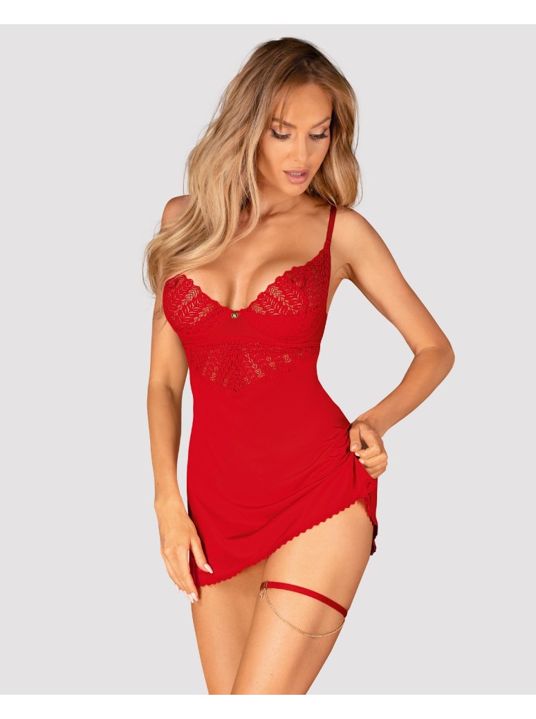 Obsessive Lingerie giarrettiera rossa con catenina collezione Ingridia