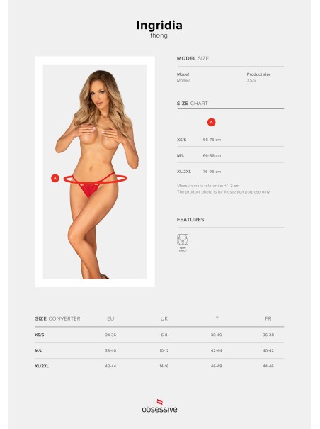 Obsessive Lingerie sexy perizoma rosso aperto collezione Ingridia