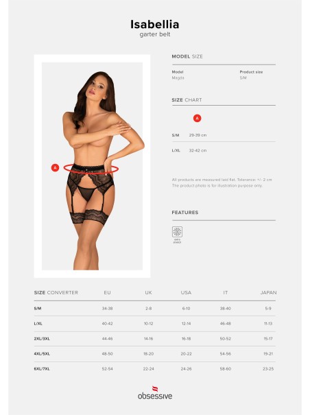Obsessive Lingerie sexy reggicalze in pizzo nero collezione Isabellia Obsessive Lingerie sexy reggicalze in pizzo nero collezione Isabellia