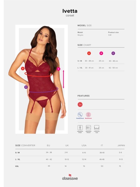 Obsessive Lingerie sexy corsetto e perizoma in pizzo rosso Ivetta Obsessive Lingerie sexy corsetto e perizoma in pizzo rosso Ivetta