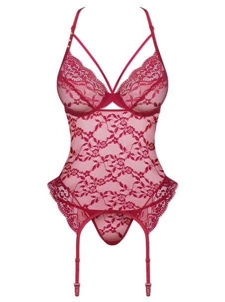 Obsessive Lingerie sexy corsetto e perizoma in pizzo rosso Ivetta Obsessive Lingerie sexy corsetto e perizoma in pizzo rosso Ivetta