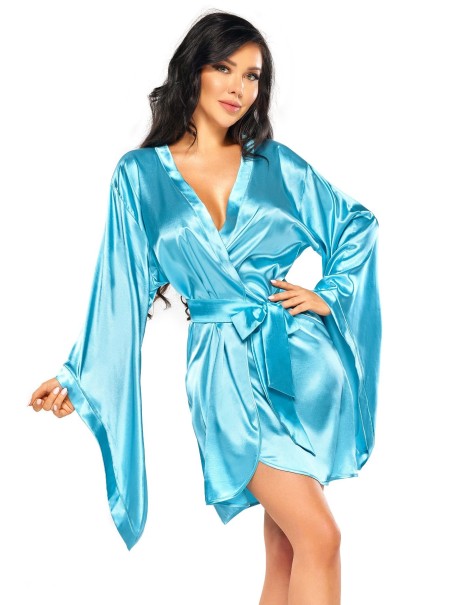 Beauty Night Lingerie vestaglia a kimono in raso turchese Samira