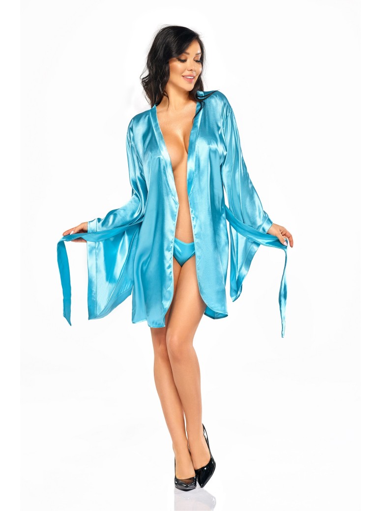 Beauty Night Lingerie vestaglia a kimono in raso turchese Samira