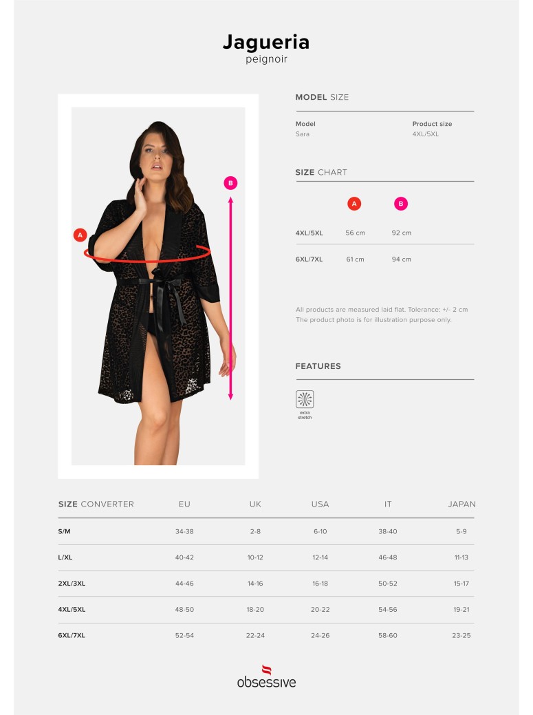 Obsessive Lingerie sexy vestaglia curvy maculata fino a 7XL Jagueria