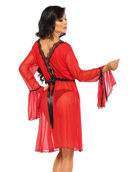 Beauty Night Lingerie sexy vestaglia rossa con perizoma Valentina