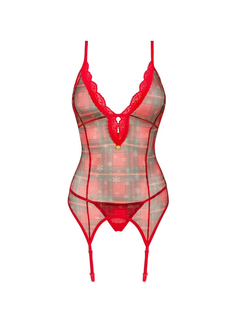 Obsessive Lingerie sexy corsetto natalizio con perizoma Jollymore