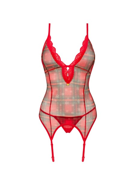 Obsessive Lingerie sexy corsetto natalizio con perizoma Jollymore