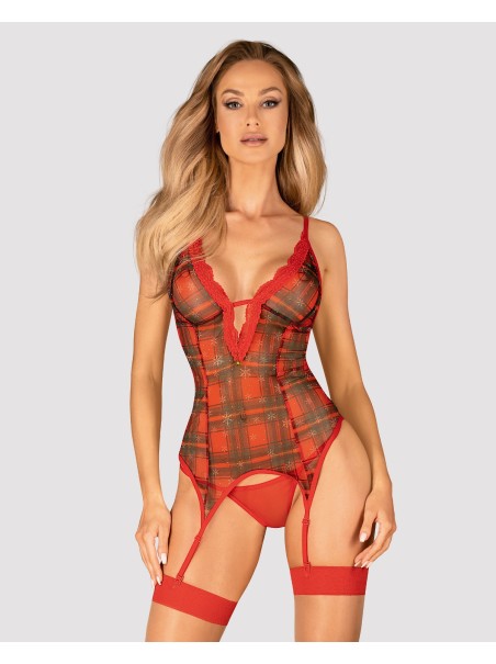 Obsessive Lingerie sexy corsetto natalizio con perizoma Jollymore