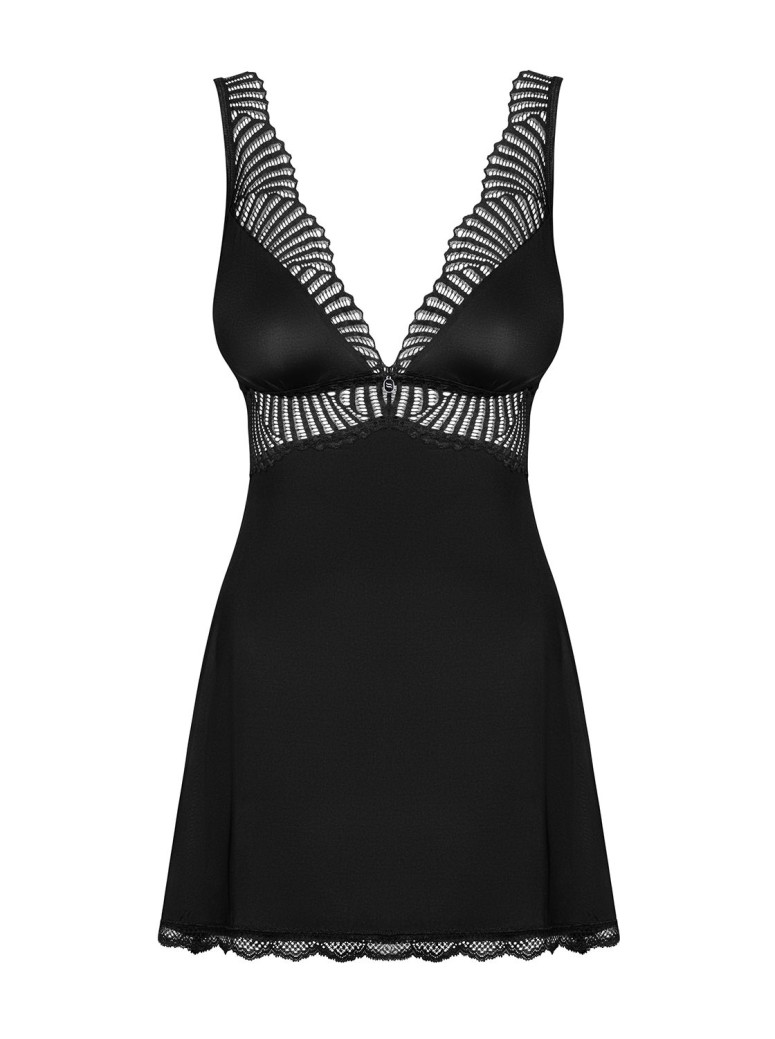 Obsessive Lingerie babydoll satinato con inserto in pizzo Klarita