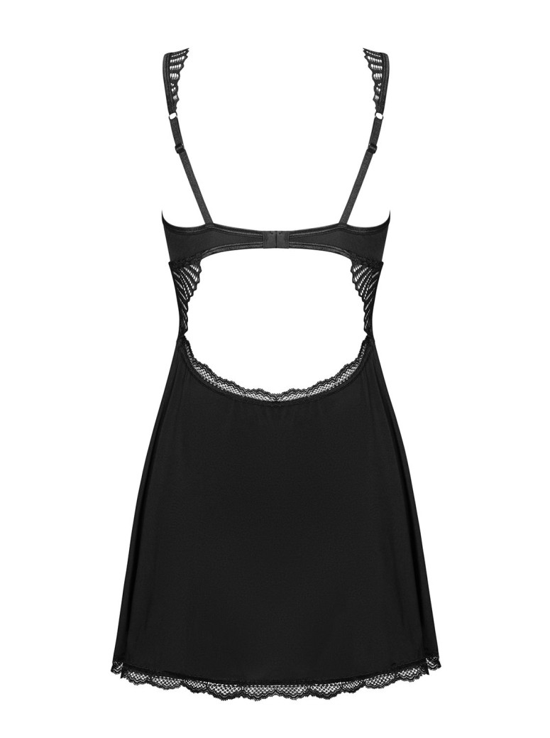 Obsessive Lingerie babydoll satinato con inserto in pizzo Klarita