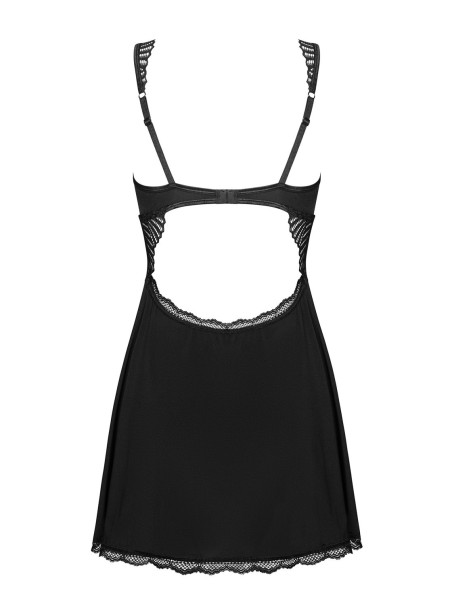 Obsessive Lingerie babydoll satinato con inserto in pizzo Klarita Obsessive Lingerie babydoll satinato con inserto in pizzo Klarita