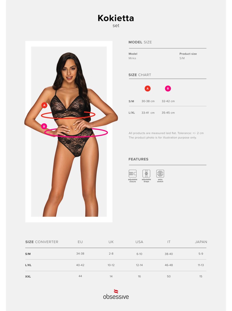 Obsessive Lingerie sexy completino intimo nero collezione Kokietta