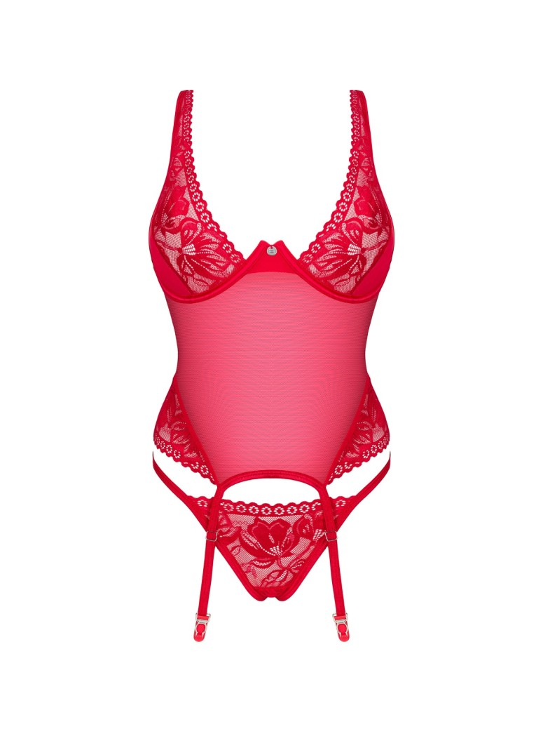Obsessive Lingerie sexy corsetto rosso con perizoma collezione Lacelove
