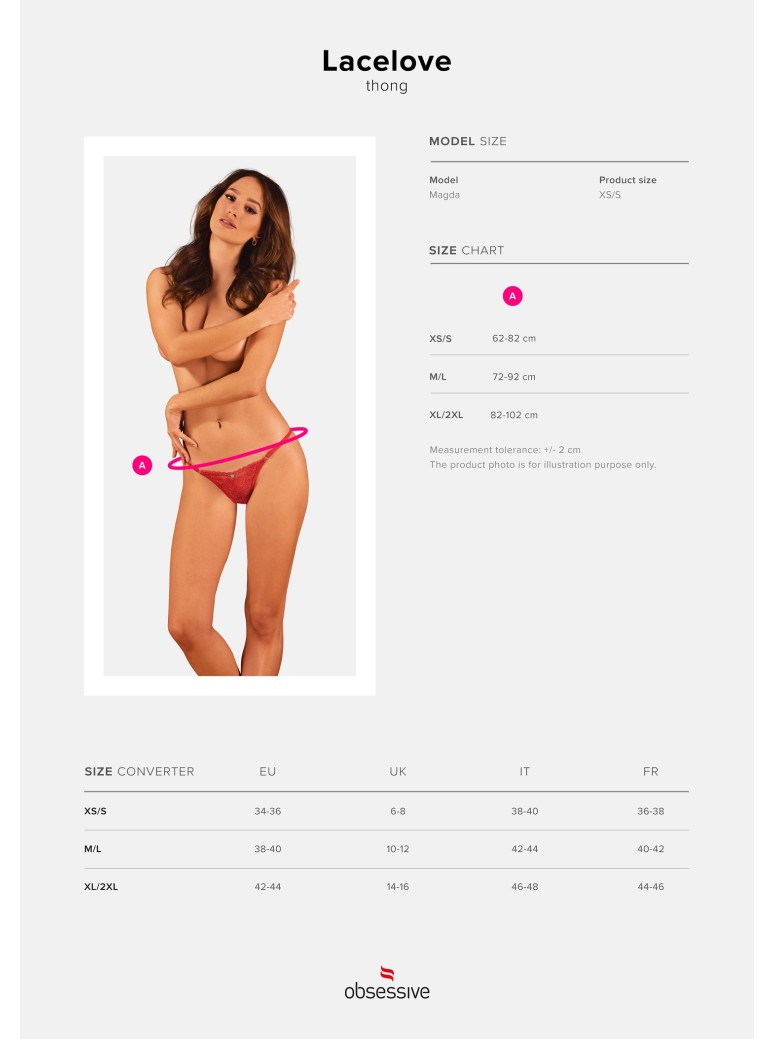 Obsessive Lingerie sexy perizoma in pizzo rosso collezione Lacelove