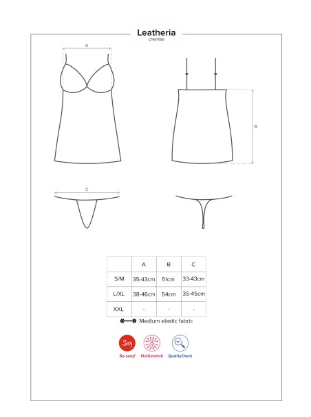 Obsessive Lingerie chemise vestitino e perizoma wetlook Leatheria