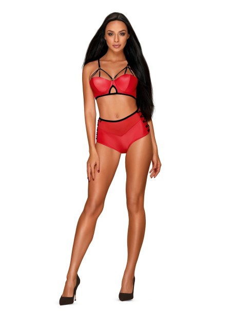 Obsessive Lingerie set coordinato rosso brassière e culotte Leatheria