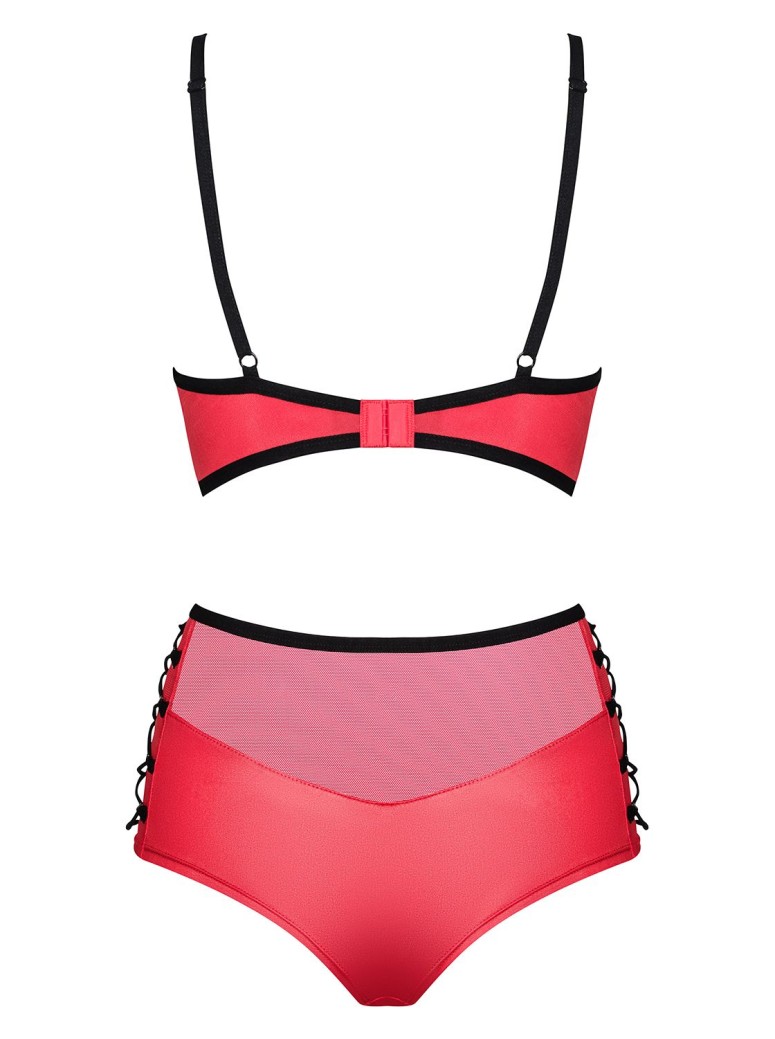 Obsessive Lingerie set coordinato rosso brassière e culotte Leatheria