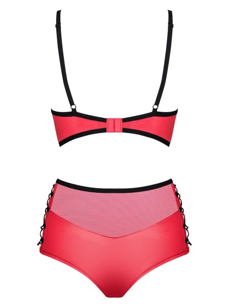Obsessive Lingerie set coordinato rosso brassière e culotte Leatheria