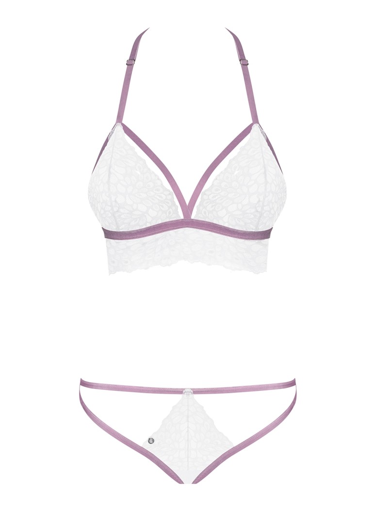 Obsessive Lingerie set intimo due pezzi in pizzo bianco Lilyanne
