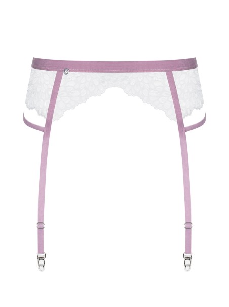 Obsessive Lingerie reggicalze in pizzo bianco con dettagli lilla Lilyanne Obsessive Lingerie reggicalze in pizzo bianco con dettagli lilla Lilyanne