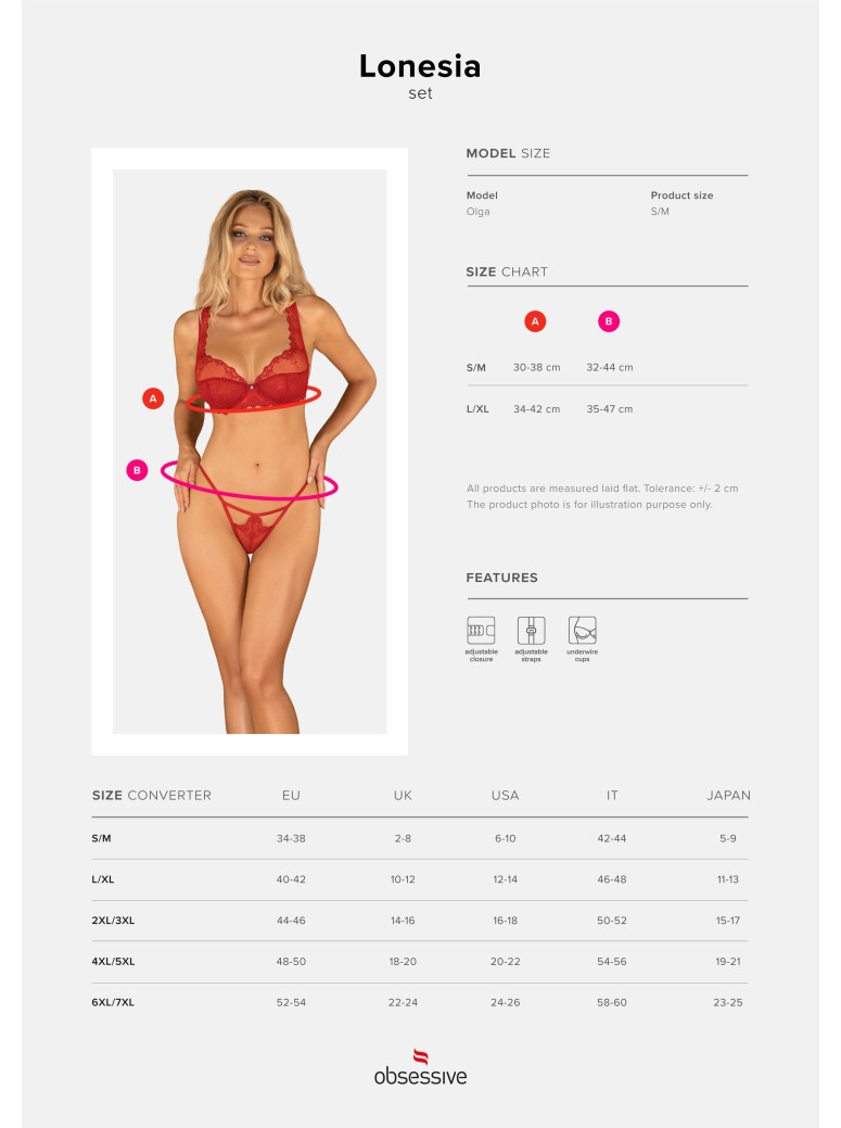 Obsessive Lingerie sexy completino intimo rosso collezione Lonesia