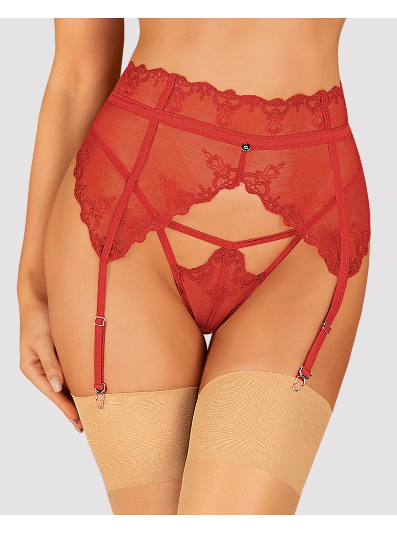 Obsessive Lingerie sexy reggicalze rosso collezione Lonesia