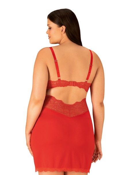 Obsessive Lingerie chemise rossa in morbido pizzo con perizoma Loventy Obsessive Lingerie chemise rossa in morbido pizzo con perizoma Loventy