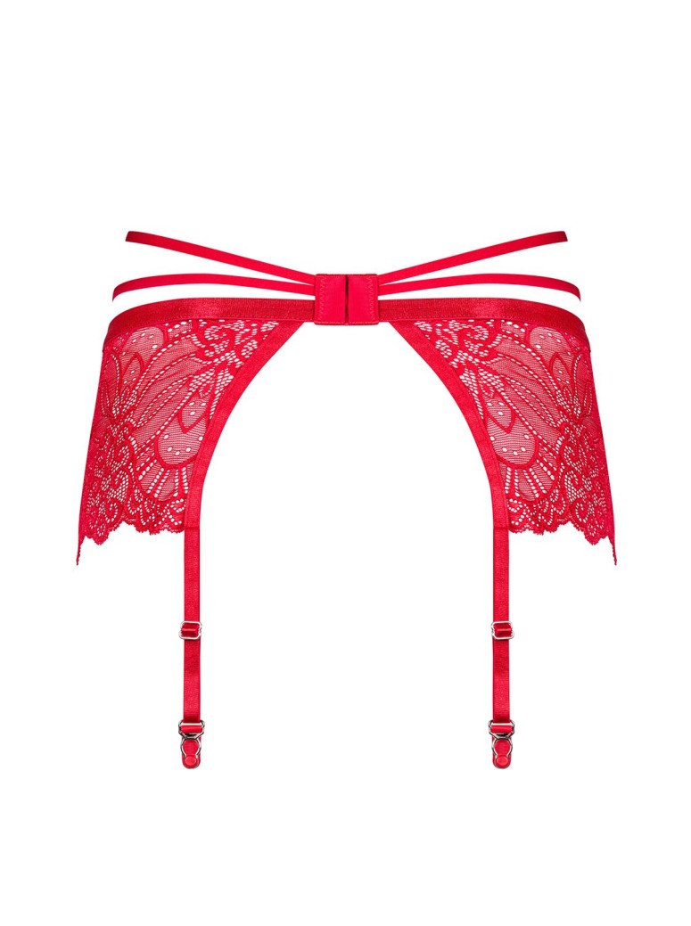 Obsessive Lingerie sexy reggicalze in pizzo rosso collezione Loventy
