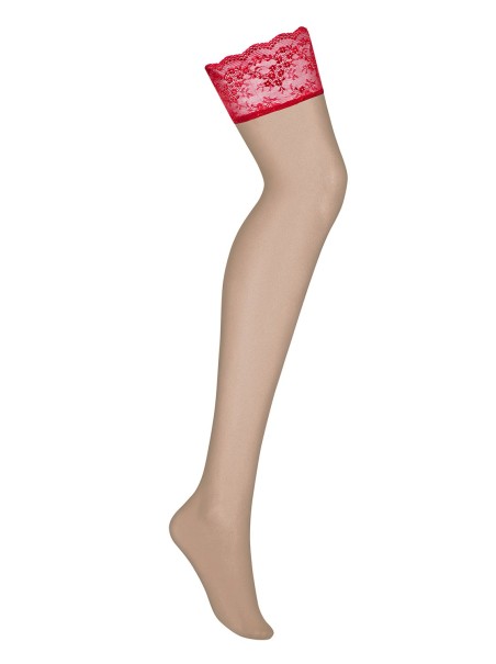 Obsessive Lingerie calze per reggicalze nudo con balza rossa Lovica Obsessive Lingerie calze per reggicalze nudo con balza rossa Lovica