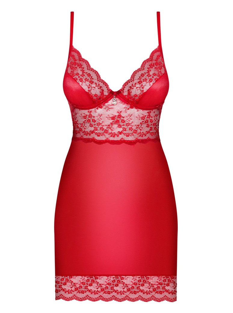 Obsessive Lingerie elegante chemise rossa con perizoma collezione Lovica
